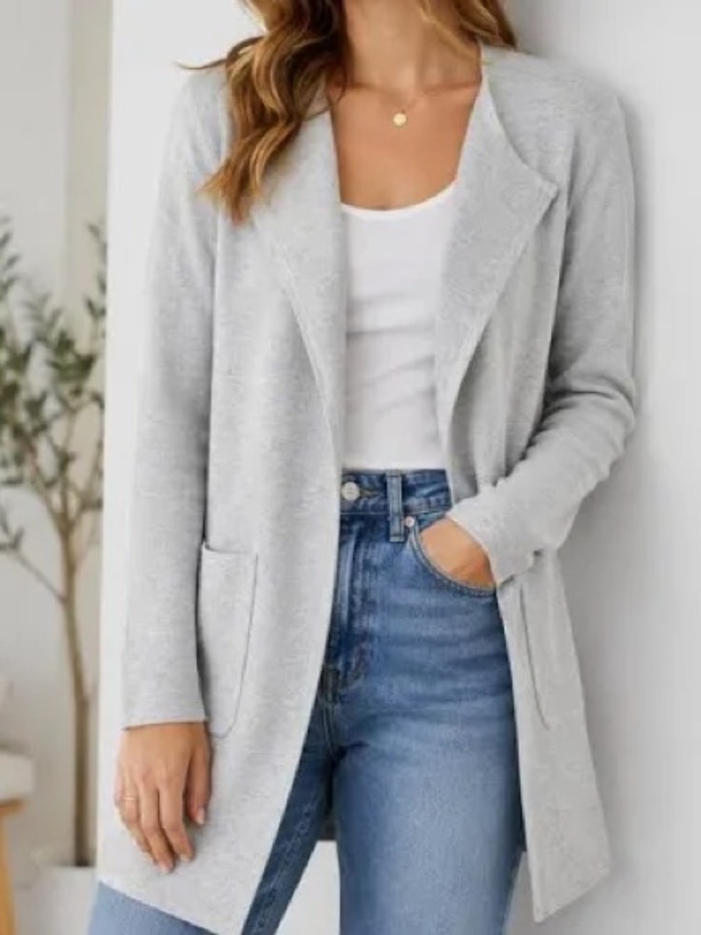 J Crew Juliette Light Gray Open-Front Women's Sweater Cardigan size Large
